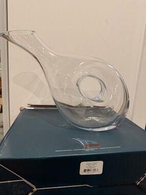 Lenox Clear Glass Sculptural Wine Decanter with Circular Handle